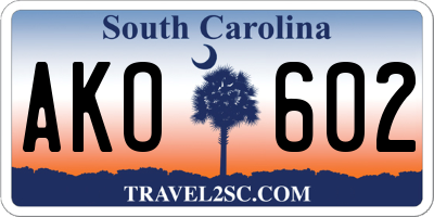SC license plate AKO602