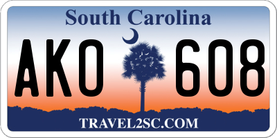 SC license plate AKO608