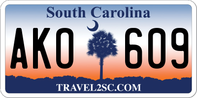 SC license plate AKO609