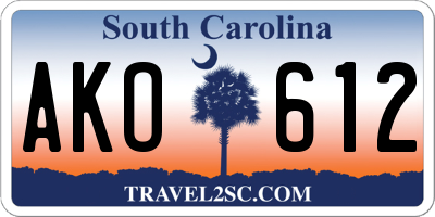 SC license plate AKO612
