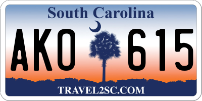 SC license plate AKO615