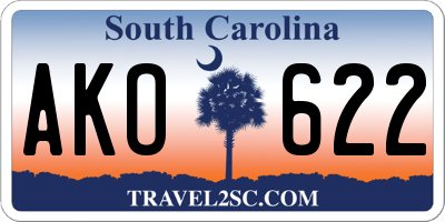 SC license plate AKO622