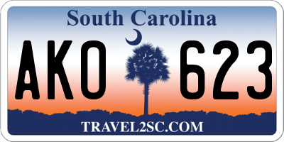 SC license plate AKO623