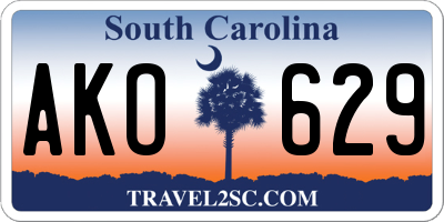 SC license plate AKO629
