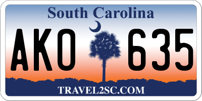 SC license plate AKO635