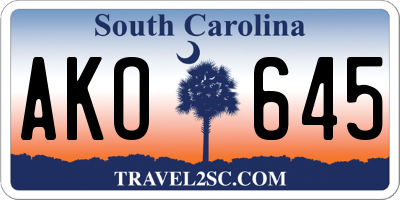 SC license plate AKO645