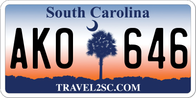 SC license plate AKO646