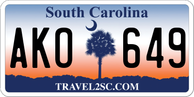 SC license plate AKO649