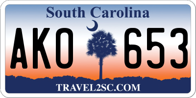 SC license plate AKO653
