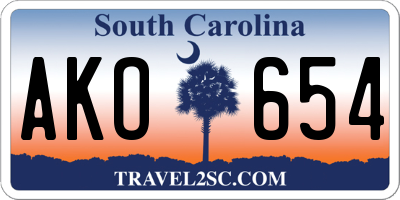 SC license plate AKO654