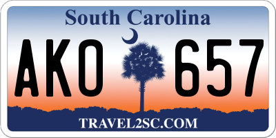 SC license plate AKO657