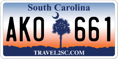 SC license plate AKO661