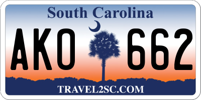 SC license plate AKO662