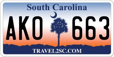 SC license plate AKO663
