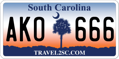 SC license plate AKO666