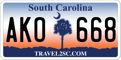 SC license plate AKO668