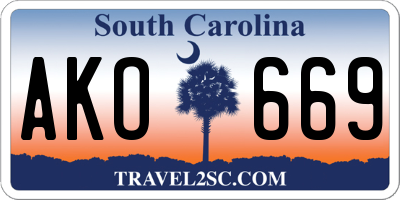 SC license plate AKO669