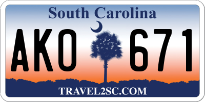 SC license plate AKO671