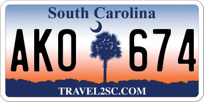 SC license plate AKO674