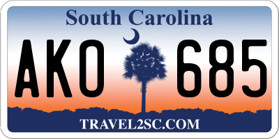 SC license plate AKO685