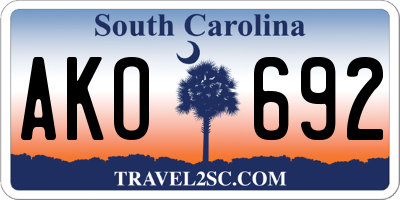 SC license plate AKO692