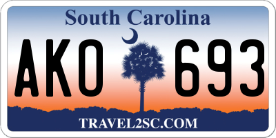 SC license plate AKO693