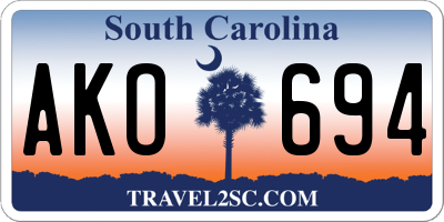 SC license plate AKO694