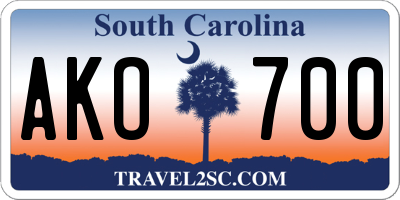 SC license plate AKO700