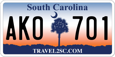 SC license plate AKO701