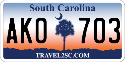 SC license plate AKO703