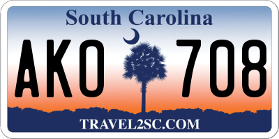 SC license plate AKO708