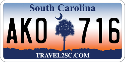 SC license plate AKO716