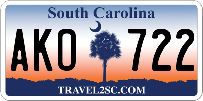 SC license plate AKO722