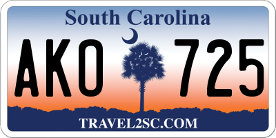 SC license plate AKO725