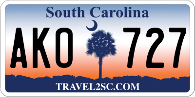 SC license plate AKO727