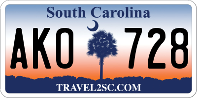 SC license plate AKO728