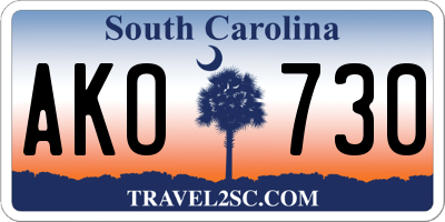 SC license plate AKO730