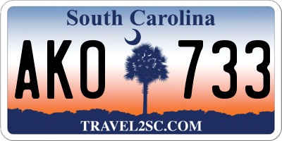 SC license plate AKO733