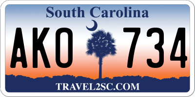 SC license plate AKO734