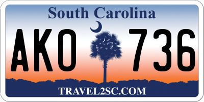 SC license plate AKO736