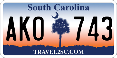 SC license plate AKO743
