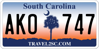 SC license plate AKO747