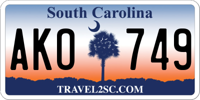 SC license plate AKO749