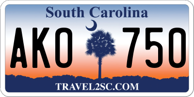 SC license plate AKO750