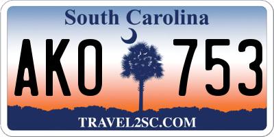 SC license plate AKO753
