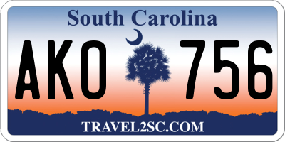 SC license plate AKO756