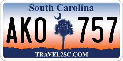 SC license plate AKO757