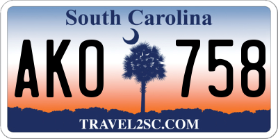 SC license plate AKO758