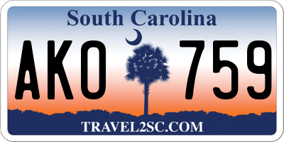 SC license plate AKO759