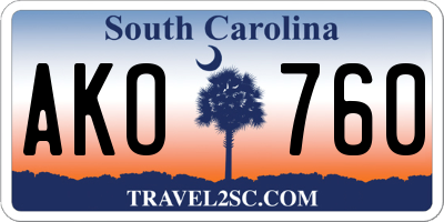 SC license plate AKO760